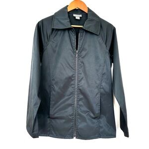 Banana Republic Black Nylon Jacket, Minimalist Design, Fitted, Zip Front